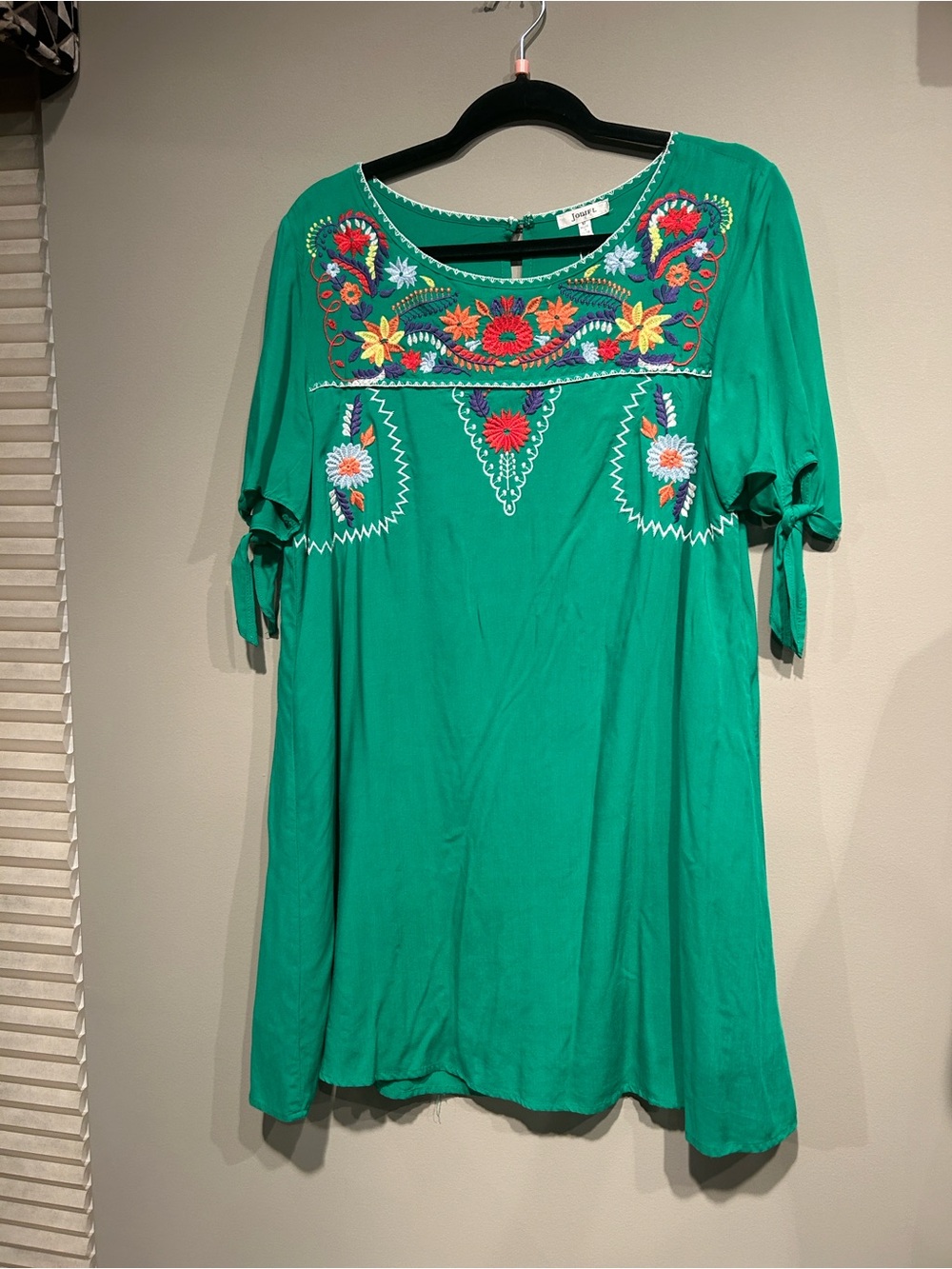 JODIFL Green Embroidered Boho Tunic
